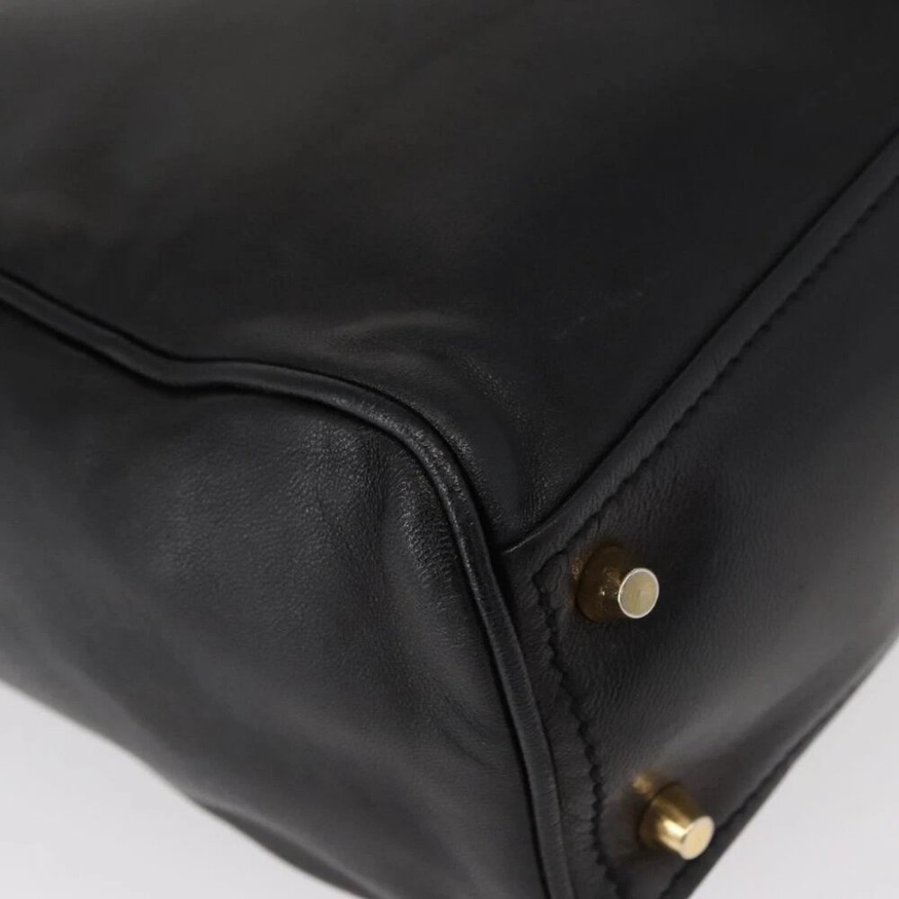 PRADA Hand Bag Leather Black Gold - Picture 11 of 16